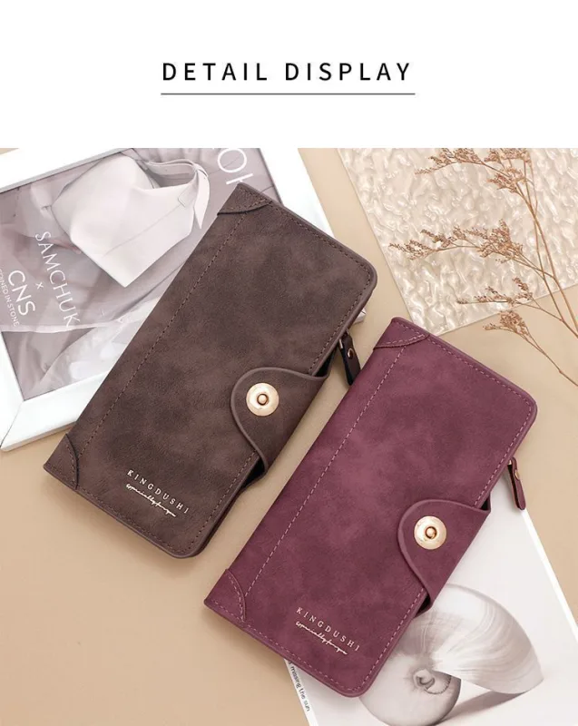 2Pcs Black Matte Long Wallet