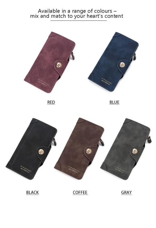 2Pcs Gray Matte Long Wallet