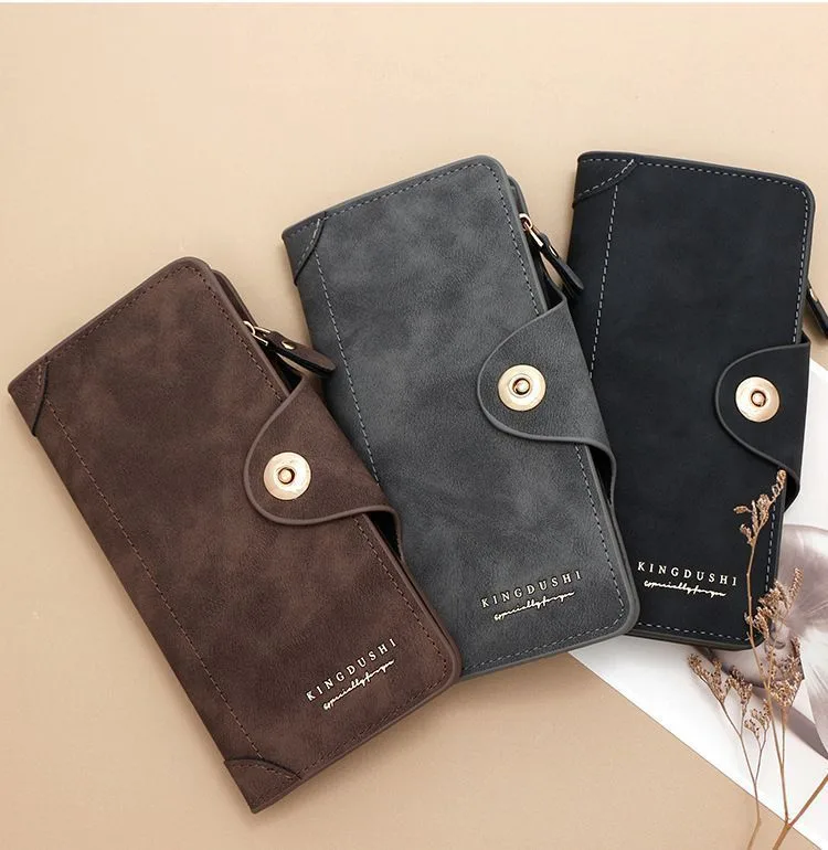 2Pcs Red Matte Long Wallet
