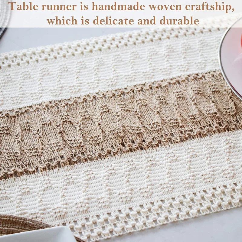 2-Pack Table Runner MX04, Two Thin Cotton Strips, With Tassels