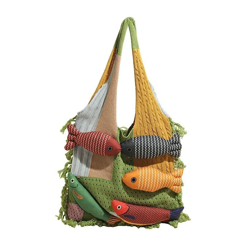 Green Spliced Hand Tote Bag Green Spliced Hand Tote Bag