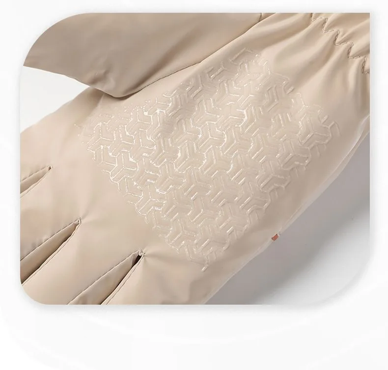 2 Pairs Thermal Gloves,Fleece Lined Lace – Light Grey
