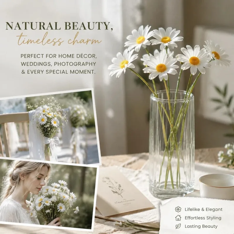Coastal Aussie Style Artificial Chamomile Daisy, Bring Soft Countryside Vibe To Your Home 20 pcs