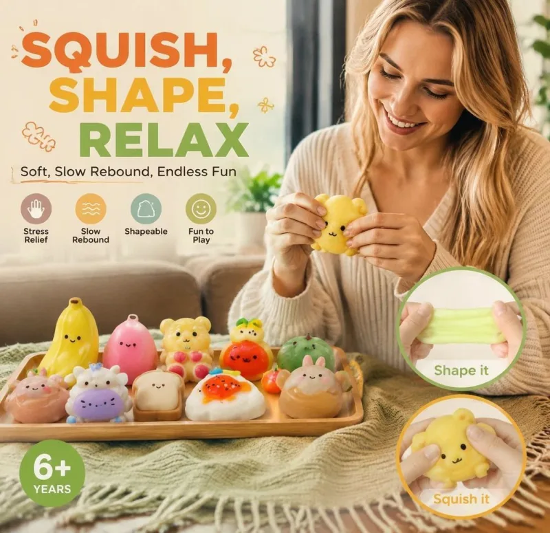 Caramel Croissant Realistic Squishy Twin Pack, Relaxation Toy Pair