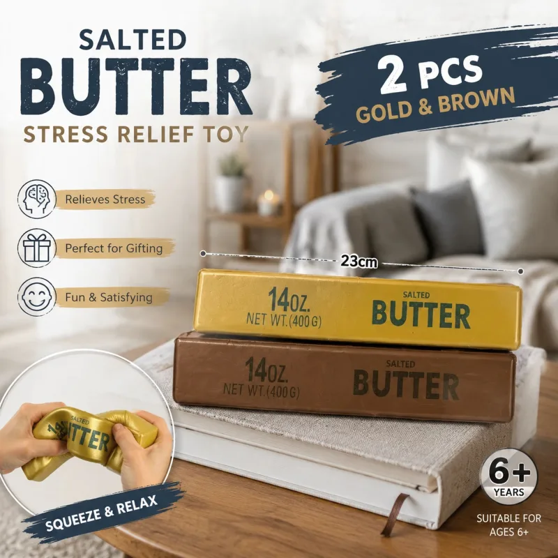 Golden & Coffee Butter Stick 23cm Stress Relief Toy 2 Pack Golden & Coffee Butter Stick 23cm Stress Relief Toy 2 Pack