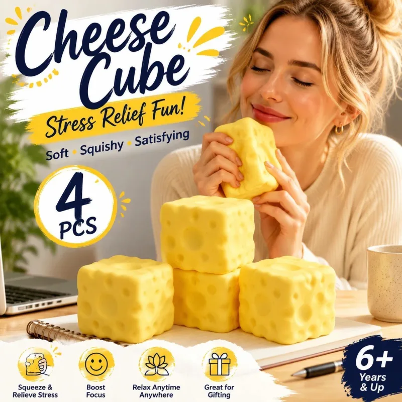 Large Yellow Cheese Stress Relief Toy 4 Pack Large Yellow Cheese Stress Relief Toy 4 Pack