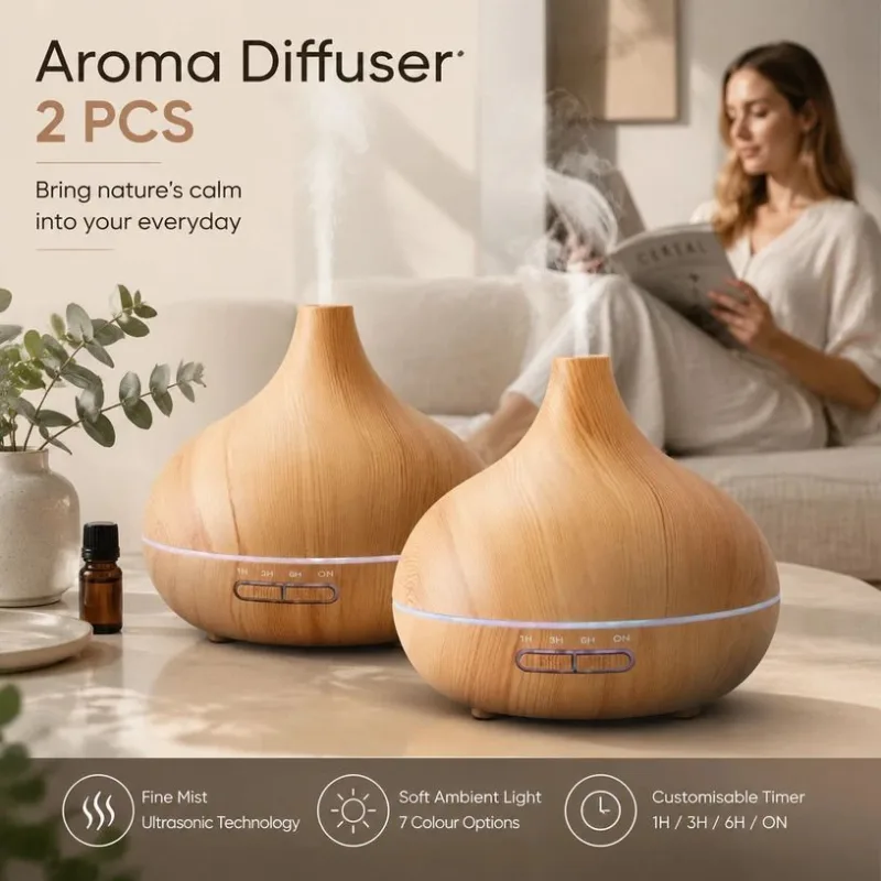 2 Pack Onion Diffuser Light Wood + Remote, 24V AU Plug, Holiday Gift Pair 2 Pack Onion Diffuser Light Wood + Remote, 24V AU Plug, Holiday Gift Pair