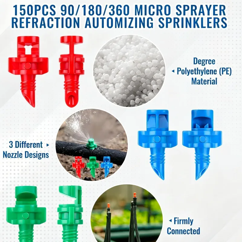 150pk Mixed Angle Refraction Misting Irrigation Sprinkler Set