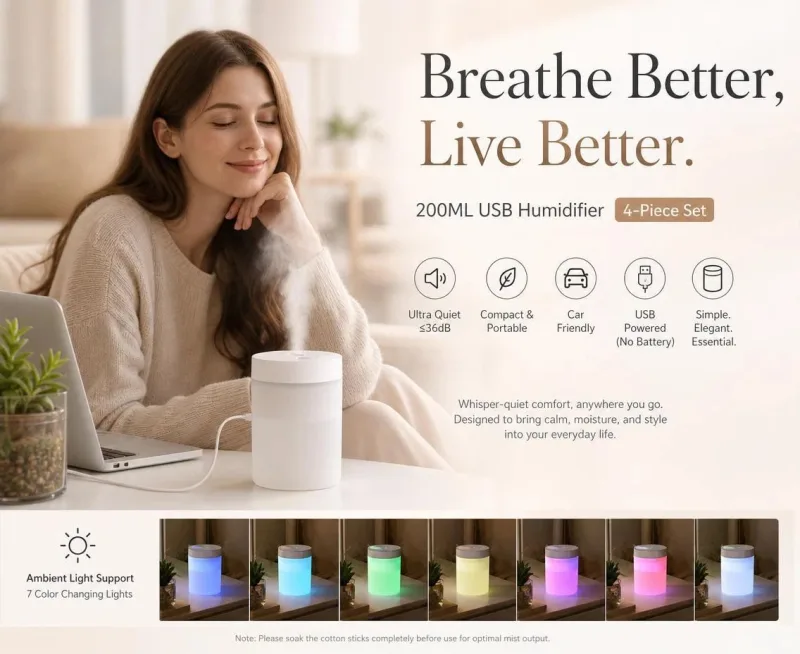 4 Pack USB Humidifier White, Bulk Holiday Gift 4 Pack USB Humidifier White, Bulk Holiday Gift