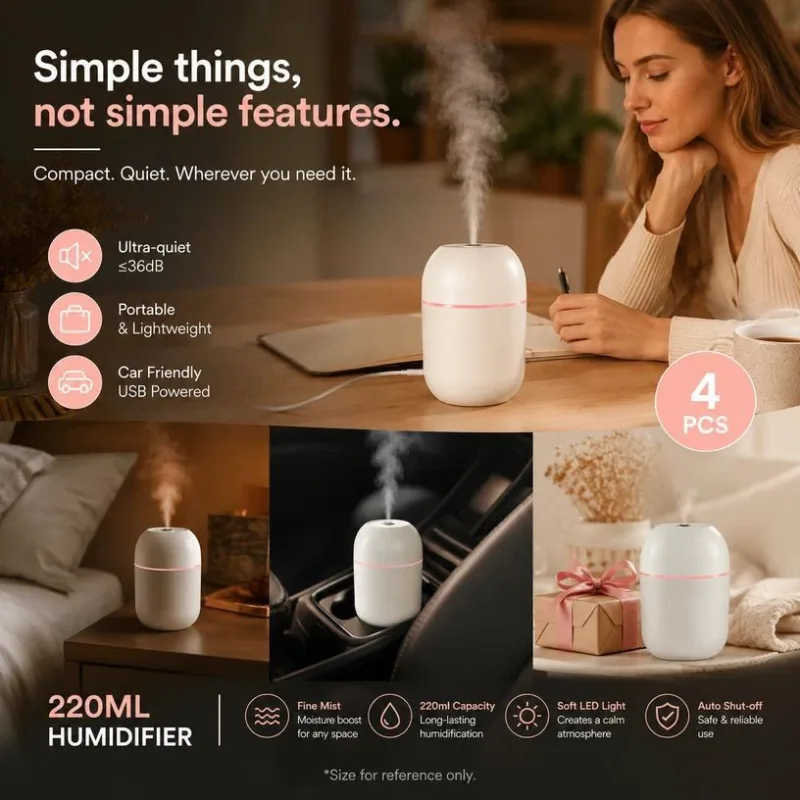 4 Pack Water Drop Humidifier Glacier White, Decor Gift Pack