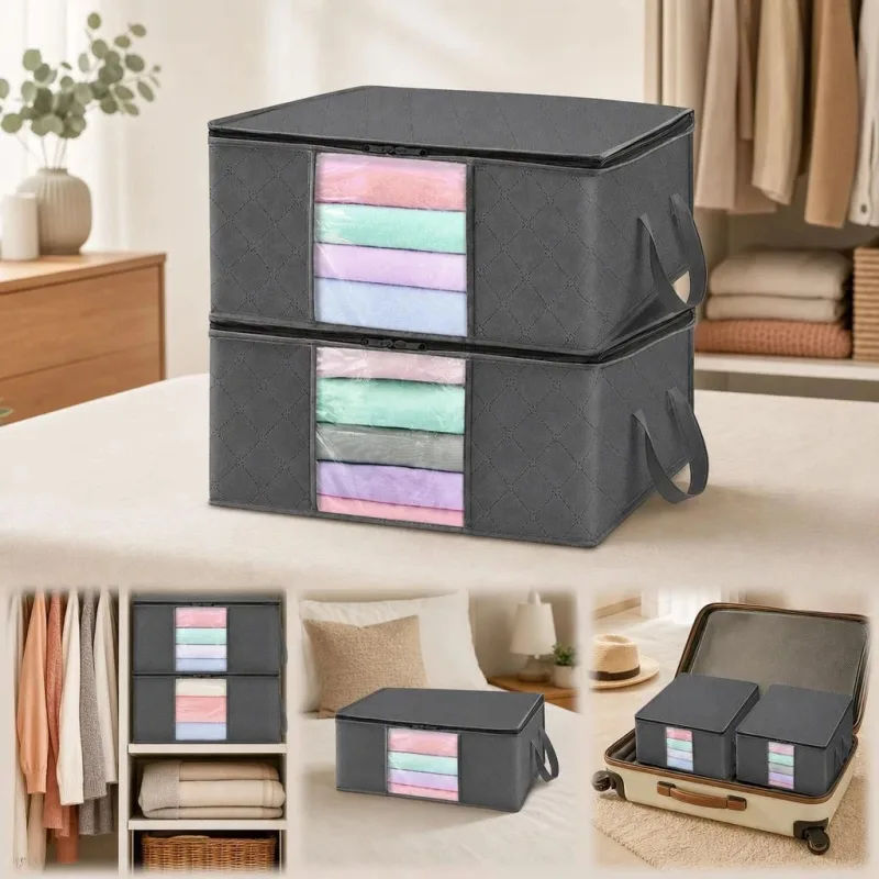 3 Pack 90L Extra Large Quilt Storage Bags Black Zipper, Hold Thick Heavy Winter Blankets 3 Pack 90L Extra Large Quilt Storage Bags Black Zipper, Hold Thick Heavy Winter Blankets