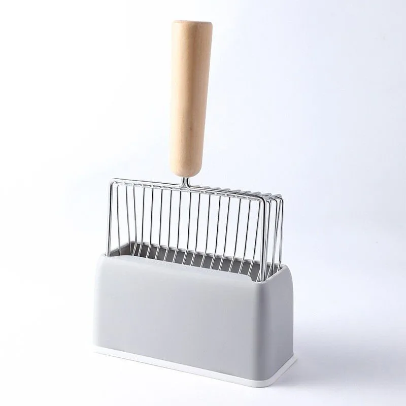 Grey Beech Wood Handle Litter Scoop Set Grey Beech Wood Handle Litter Scoop Set
