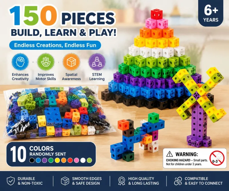 150pcs 10 Colors Mixed PP Square Building Blocks 150pcs 10 Colors Mixed PP Square Building Blocks