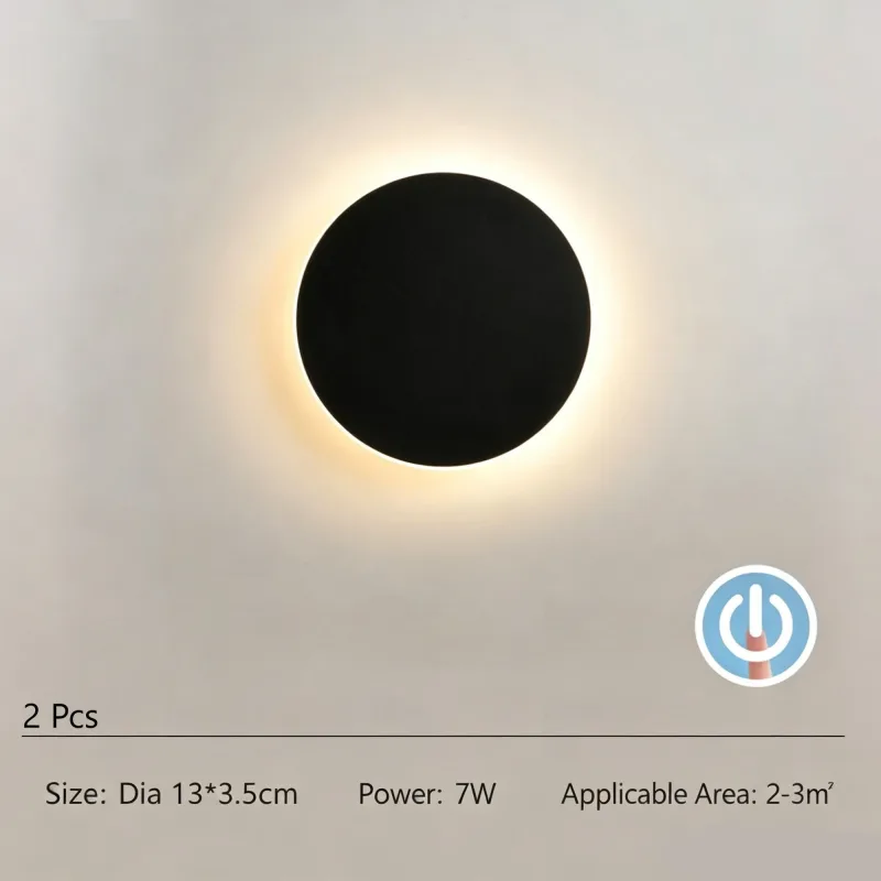 13CM Black Touch Eclipse Wall Light 2Pcs Stepless Dimming 13CM Black Touch Eclipse Wall Light 2Pcs Stepless Dimming