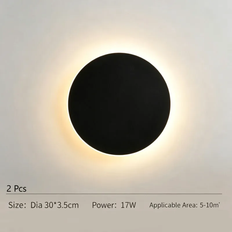 30CM Black Touch Eclipse Wall Light 2Pcs Stepless Dimming 30CM Black Touch Eclipse Wall Light 2Pcs Stepless Dimming