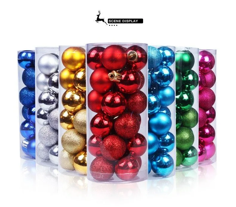 24Pcs Plastic Electroplated Festive Tree Decorations, Red 8cm Hangings to Upgrade Christmas Tree Look and Halloween Party Atmosphere