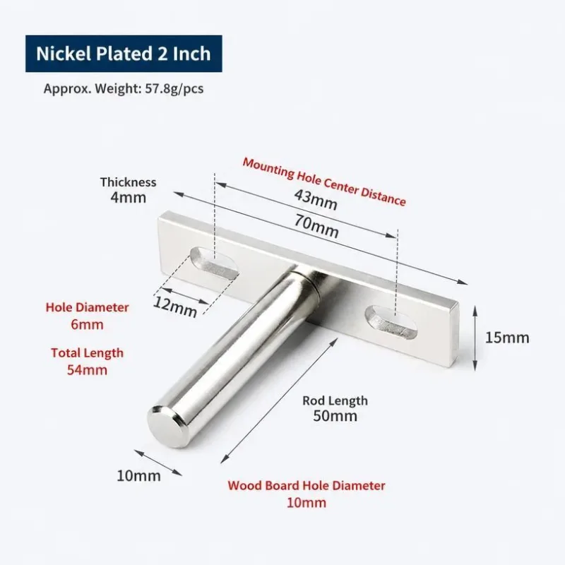4″ Nickel Hidden T Shelf Bracket 4Pcs w/ 5×60&5×80 Screws