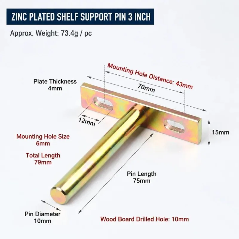 3″ Color Zinc Hidden T Bracket 4Pcs w/ 5×60&5×80 Screws