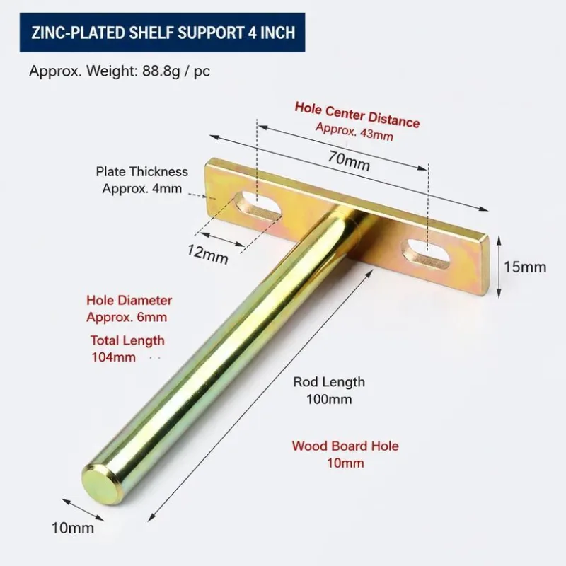 4″ Color Zinc Hidden T Bracket 4Pcs w/ 5×60&5×80 Screws