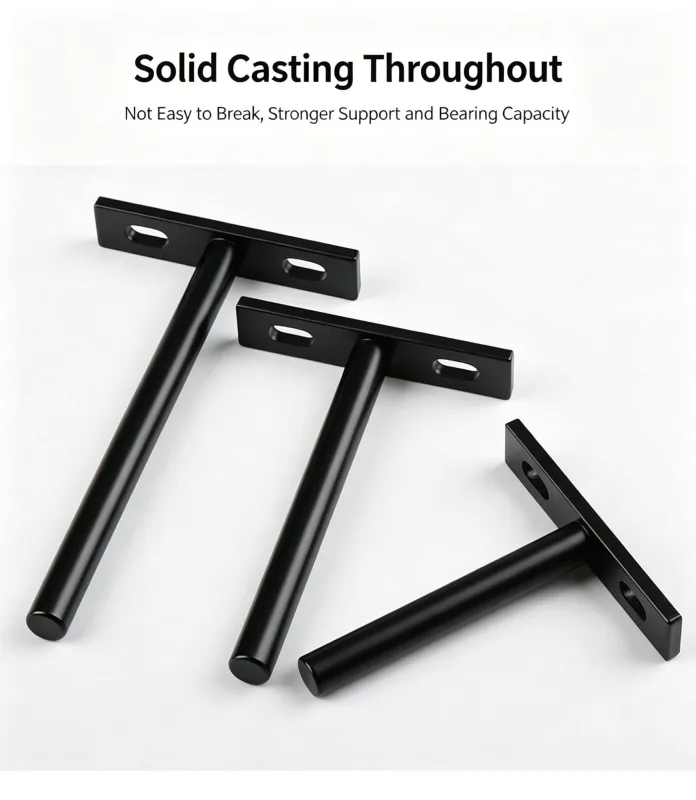 4″ White Hidden T Shelf Bracket 6Pcs w/ 5×60&5×80 Screws