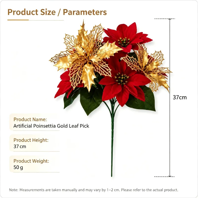 Christmas Gold Flower Bundle Artificial Floral Bunch DIY Home Decor SD56 2 Pcs Recommended Christmas Holiday Gift Christmas Gold Flower Bundle Artificial Floral Bunch DIY Home Decor SD56 2 Pcs Recommended Christmas Holiday Gift