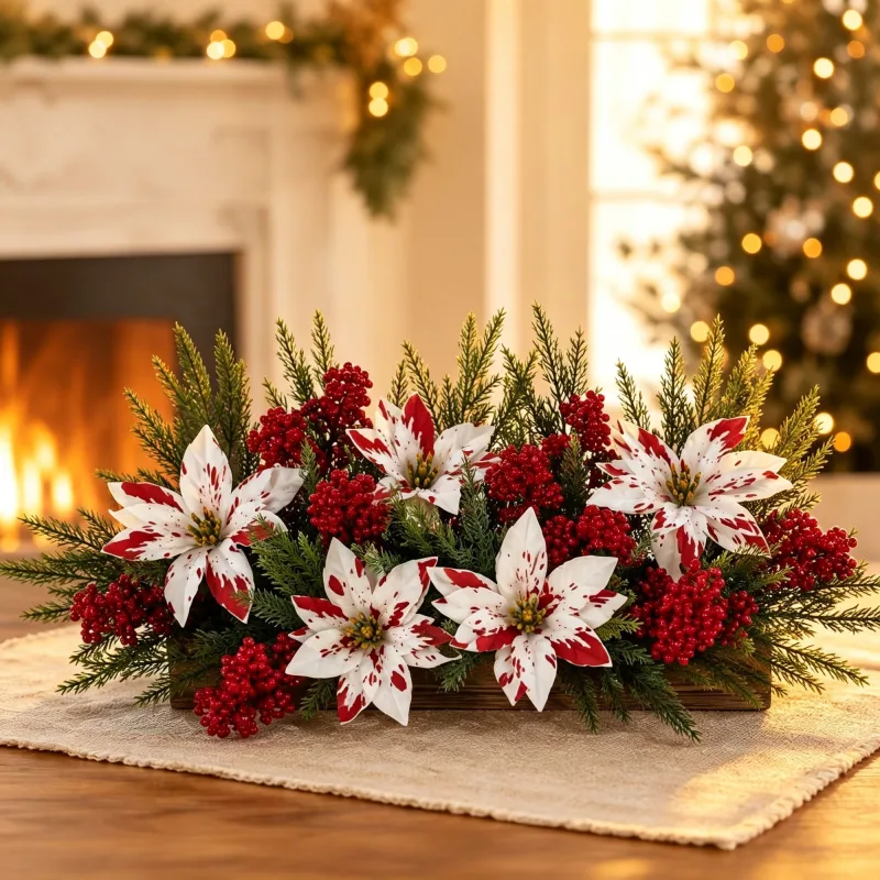 Christmas Gold Flower Bundle Artificial Floral Bunch DIY Home Decor SD56 2 Pcs Recommended Christmas Holiday Gift