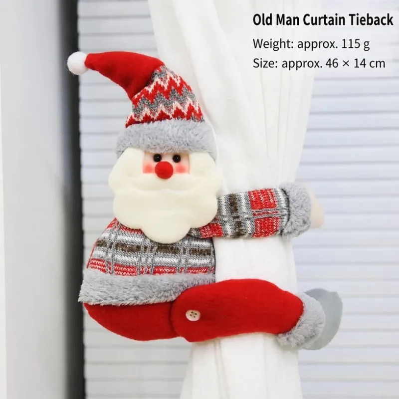 2Pcs Christmas Red & White Long Leg Santa Curtain Tiebacks