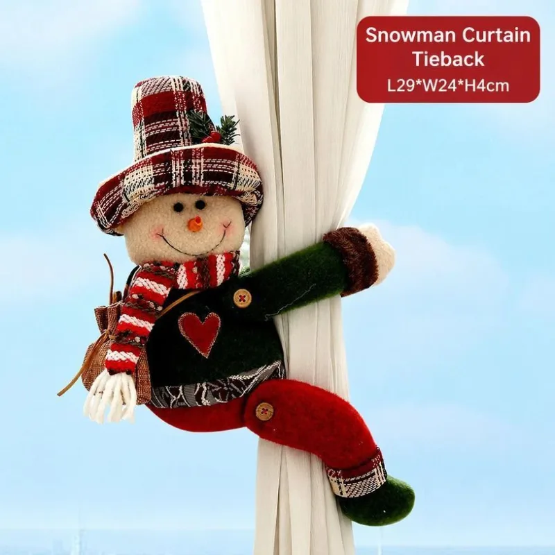 2Pcs Christmas Red & White Long Leg Santa Curtain Tiebacks