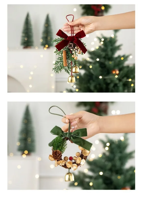 D9 Christmas Pine Wreath Ornament Green 2 Pack