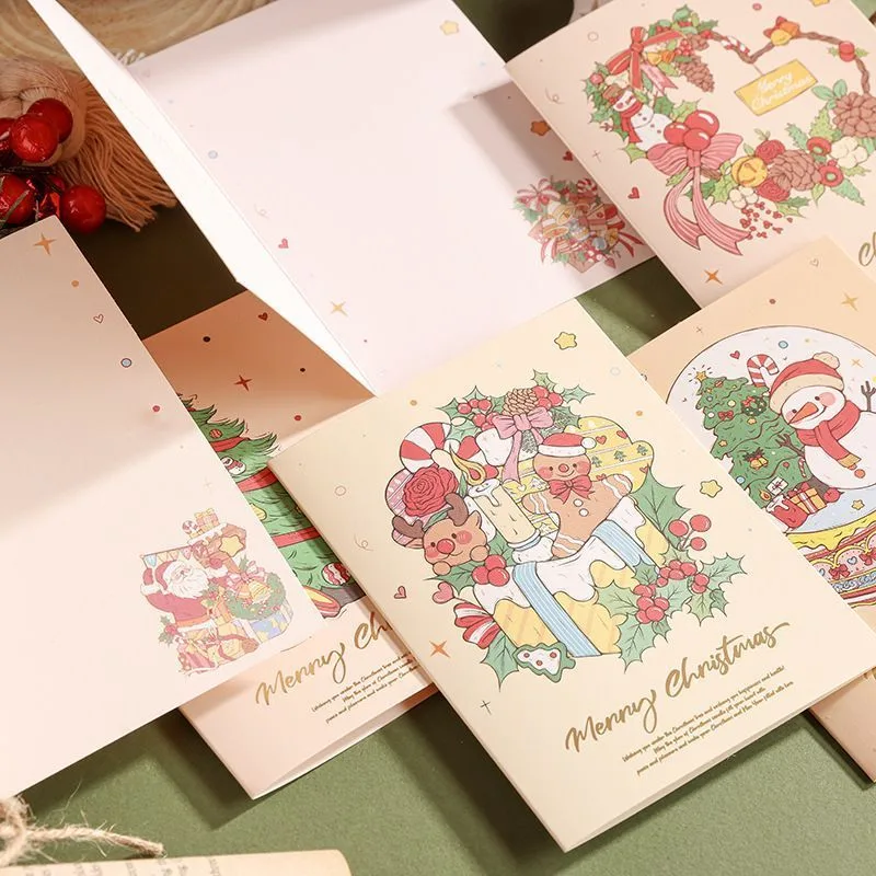 60 Sheets Watercolor Hot Stamping Christmas Greeting Cards Style 4