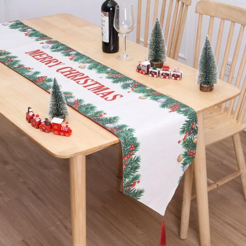 2Pcs Christmas Printed Table Runner 008