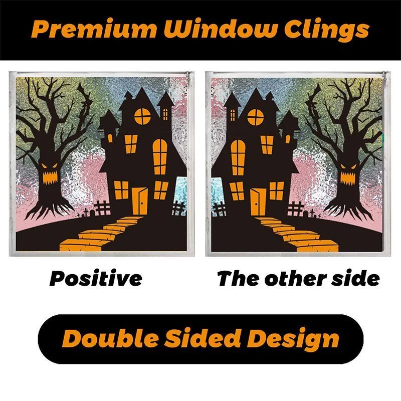 2Sets W19 Halloween Static Window Stickers (9 Sheets Per Set)