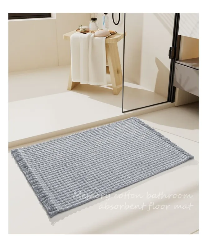 Tassel Woven Bath Mat, Black, 50×80cm