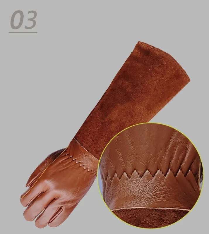40cm Cowhide Gardening Gloves, Brown, Size XL