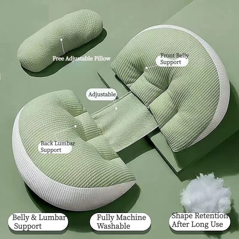 Pregnancy Belly & Back Support Pillow, Adjustable & Fully Machine Washable, High Elasticity & Long-Lasting Shape, Relieves Aches and Pains During Pregnancy. – Sunlight green