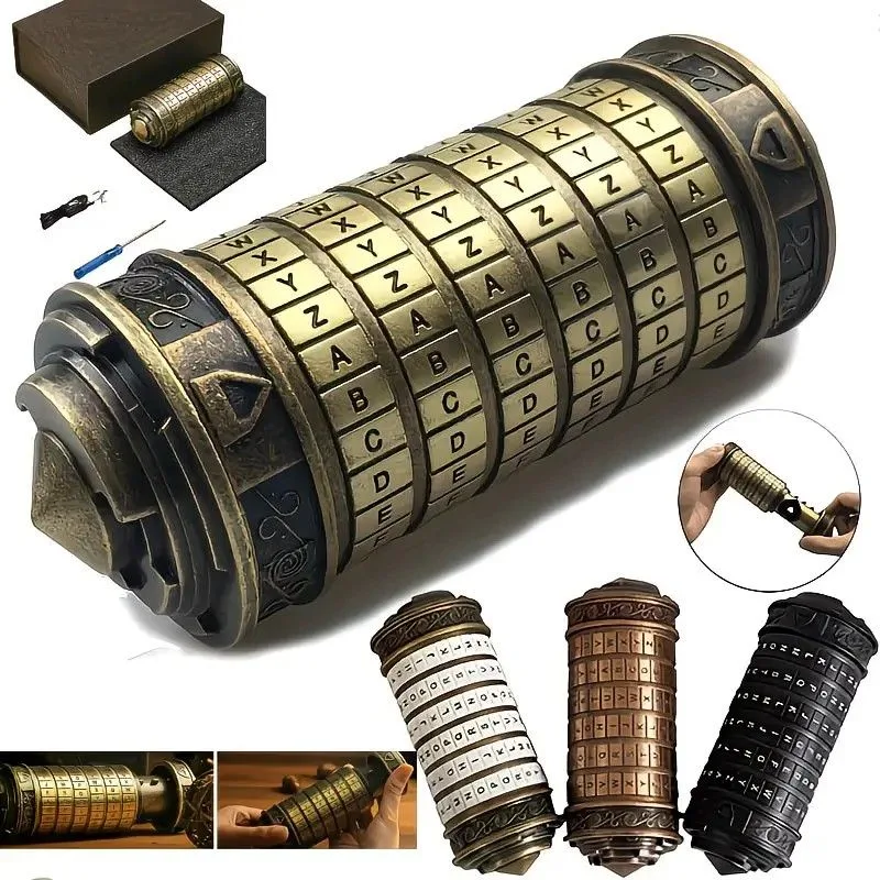 Vintage Mini Combination Lock, Educational Toy, Boxed Puzzle Game, Creative Puzzle Gift Set, Brain Teaser, Fun Creative Romantic – Bronze