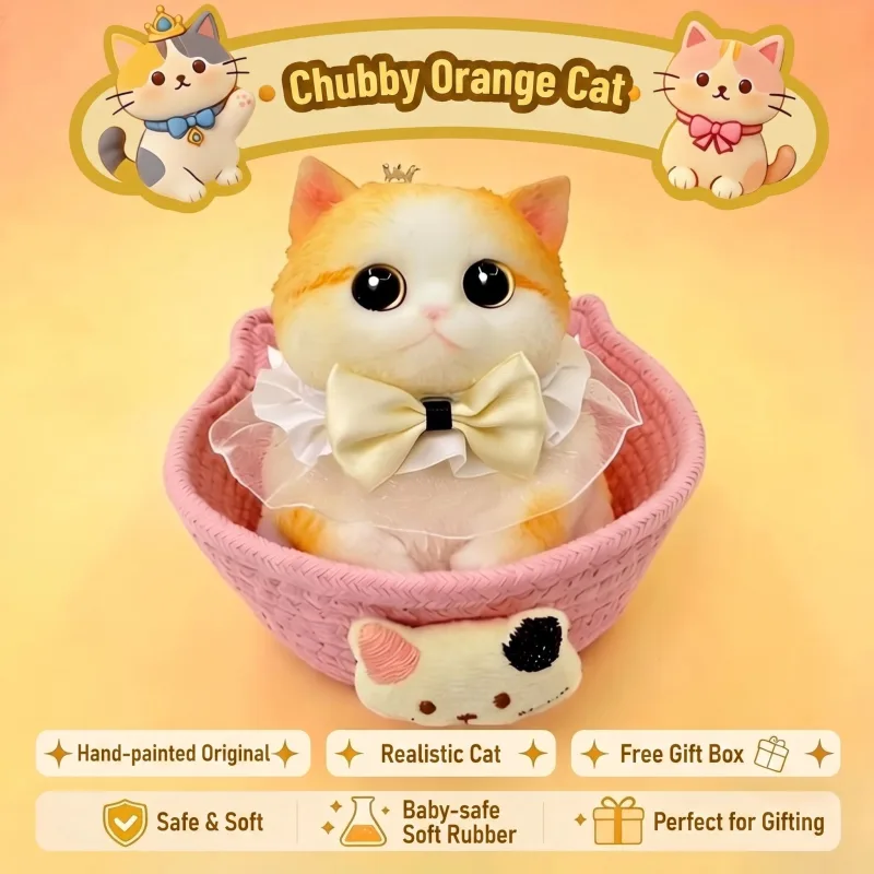 Cute Handmade Simulated Cat Stress Relief Squishy Toy (Large cat + accessories + cat bed + gift box)/Noble Bobtail Gentleman