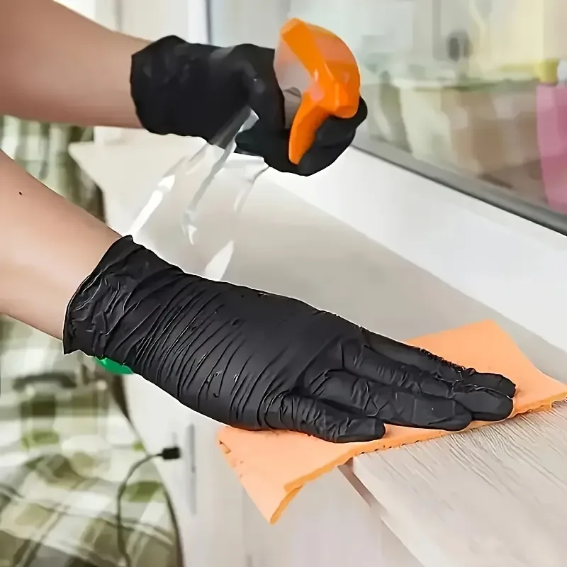 100-Pack Black PVC Blend Gloves Size S, puncture & tear resistant, flexible ergonomic fit, ideal for kitchen, bath & renovation, dispenser box, durable hand protection.