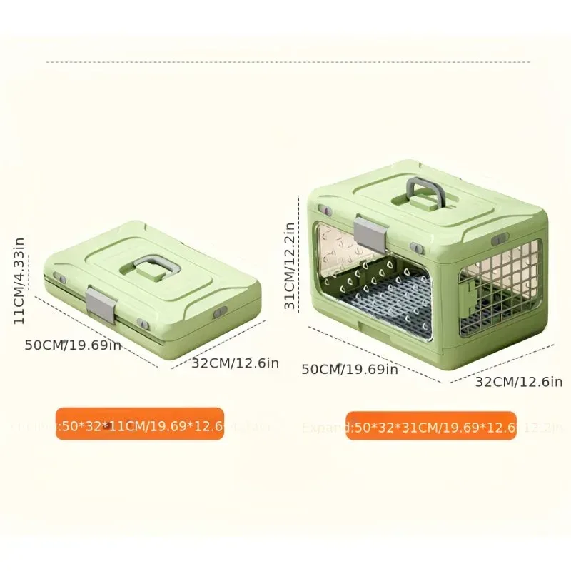 Foldable Pet Travel Carrier, PP Material with Reinforced Iron Mesh, Four Colors Available, Spacious When Expanded, Space-Saving When Folded – Ideal for Travel and Home Use, a Cozy Den for Your Pet./Lotus root powder