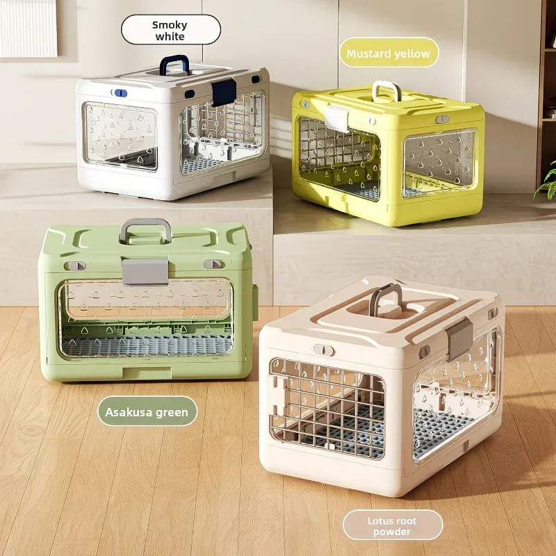 Foldable Pet Travel Carrier, PP Material with Reinforced Iron Mesh, Four Colors Available, Spacious When Expanded, Space-Saving When Folded – Ideal for Travel and Home Use, a Cozy Den for Your Pet./Lotus root powder