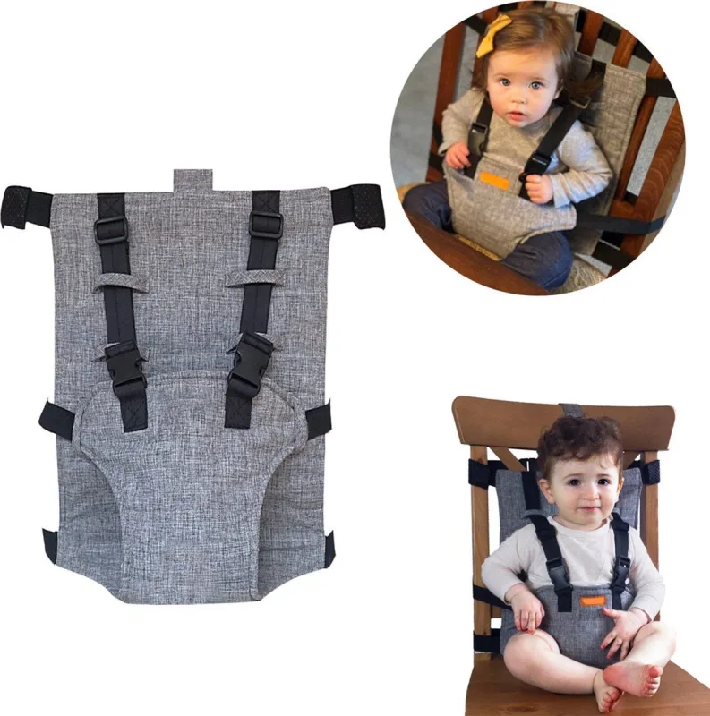 Adjustable High Chair Safety Harness for Children, Portable, Light Gray Adjustable High Chair Safety Harness for Children, Portable, Light Gray