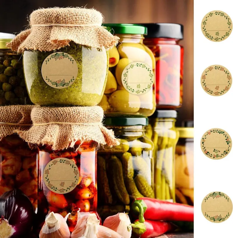 500 Piece Self Adhesive Kraft Paper Spice Jar Labels for Kitchen Storage, 5 cm