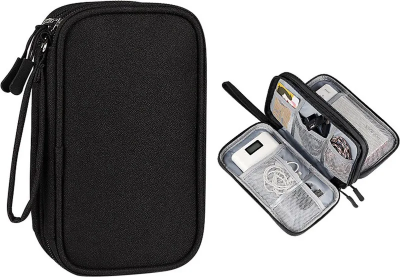 1 Piece Black Cable Organizer Bag, Multi Layer Electronics Case, 21 x 12.5 x 6 cm 1 Piece Black Cable Organizer Bag, Multi Layer Electronics Case, 21 x 12.5 x 6 cm