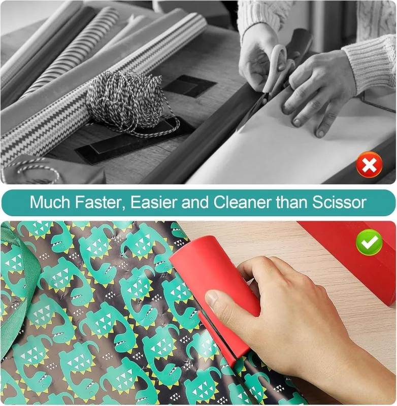 4 Piece Gift Wrapping Paper Cutter Set for Christmas and Birthday Packaging