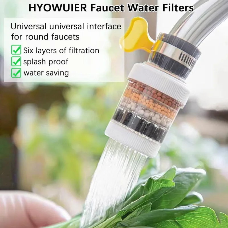 3 Piece Six Layer Activated Carbon Faucet Filter Set for Kitchen Sinks, Splashproof