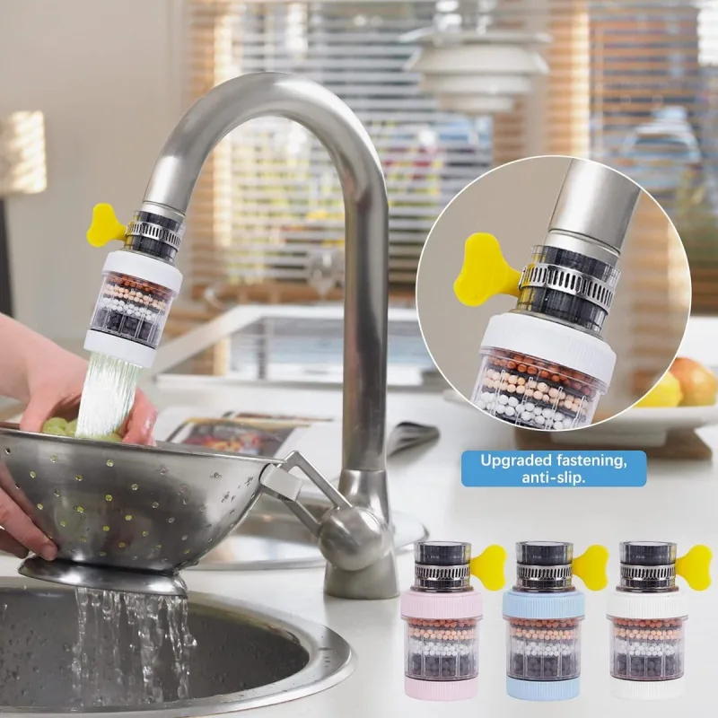 3 Piece Six Layer Activated Carbon Faucet Filter Set for Kitchen Sinks, Splashproof
