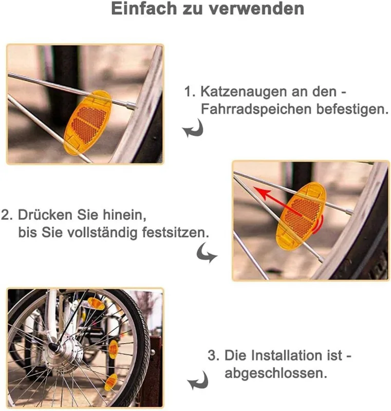 4 Piece Orange Bicycle Wheel Spoke Reflector Set for Night Safety