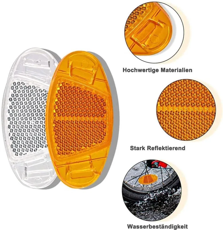 4 Piece Orange Bicycle Wheel Spoke Reflector Set for Night Safety