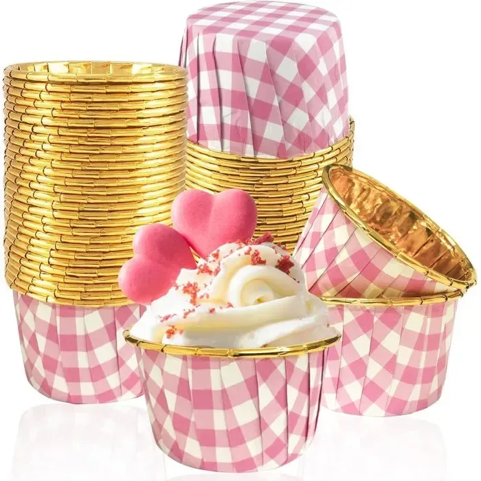 50 Piece Aluminum Baking Pan Set, Pink Checkered Pattern, 3.5 oz Capacity 50 Piece Aluminum Baking Pan Set, Pink Checkered Pattern, 3.5 oz Capacity