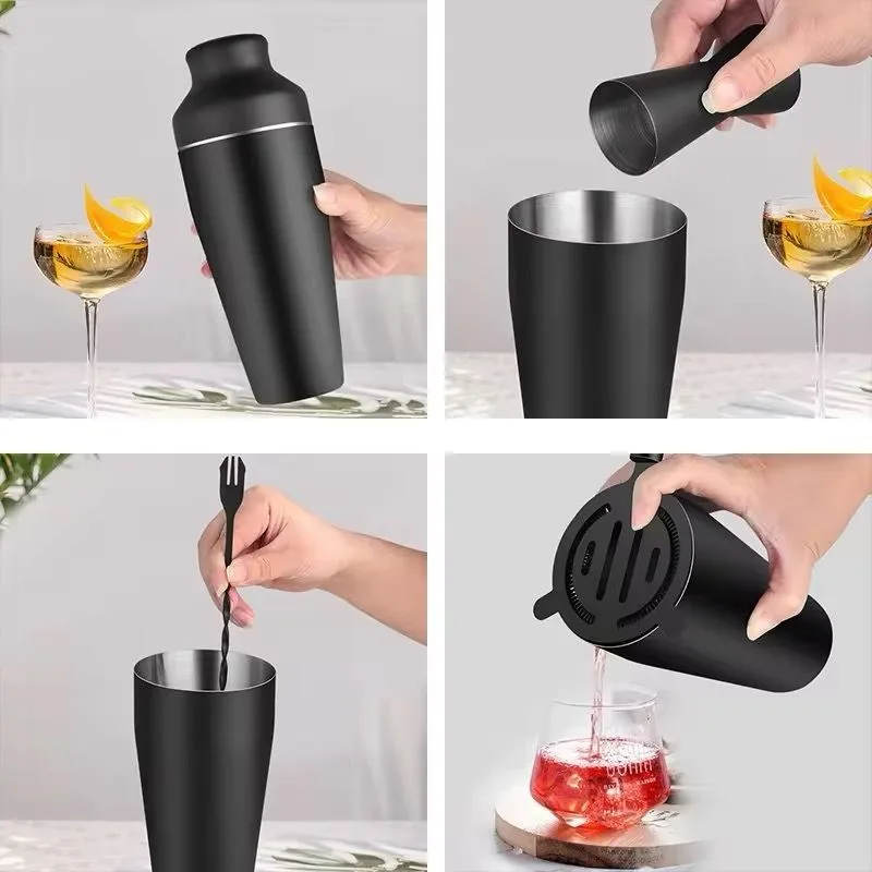 Stainless Steel Cocktail Shaker Set, Matte Black